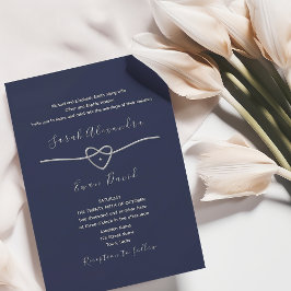Convites Simples Elegância Moderna Azul-Marinho Casamento