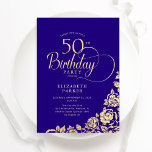 Convites Simples Elegante 50º aniversário Rosas Dourados ro<br><div class="desc">Simples elegante 50º convite de aniversário em roxo e ouro. Design clássico com rosas, folha de ouro falsa e letra de script de tipografia. A Trendy convida o cartão perfeito para uma festa de na moda. Personalize com seus próprios detalhes. Pode ser personalizado para qualquer idade. Impressos convites Zazzle ou...</div>