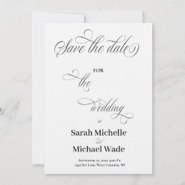 Convites Simples Elegante Caligrafia Script Salve a data
