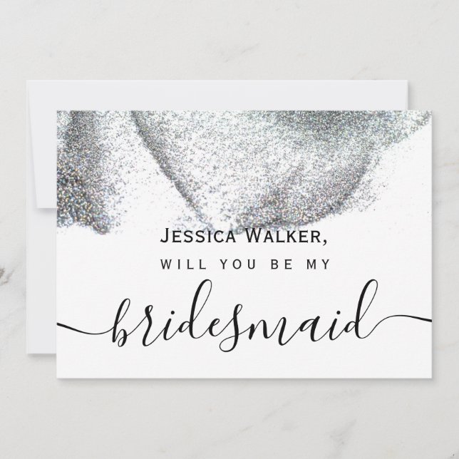 Convites Simples Elegante Estética Brilho minha dama de hon (Frente)