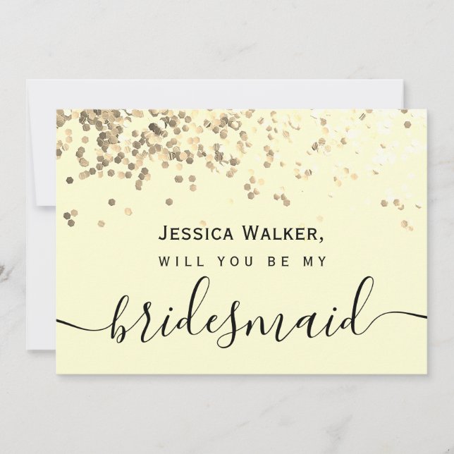 Convites Simples Elegante Estética Brilho minha dama de hon (Frente)