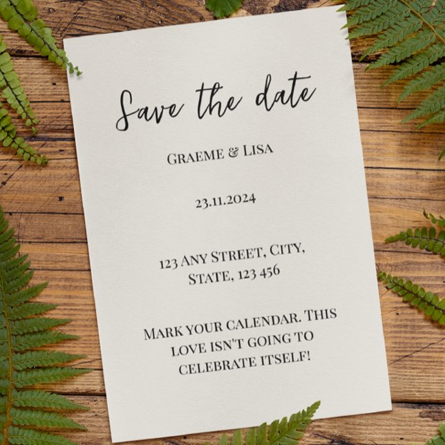 Convites Simples Elegante Marque em sua Agenda Salve a Data (Criador carregado)
