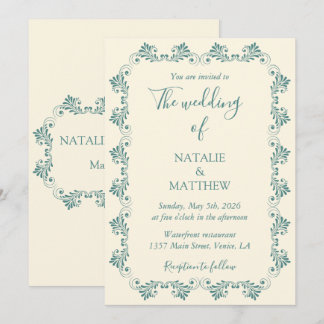 Convites Simples, Elegante, Minimalista, Ornamento Damask
