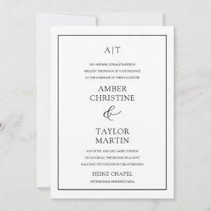 Convites Simples Elegante Minimalista Preto e Branco