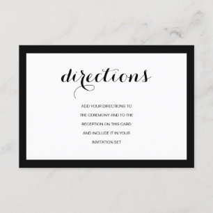 Convites Simples Elegante Modern Wedding Directions Card