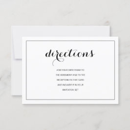 Convites Simples Elegante Modern Wedding Directions Card