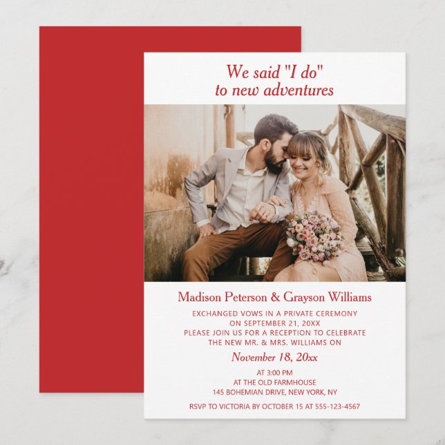 Convites Simples Elegante Moderno Foto Nós Dissemos Sim Cas (Frente/Verso)