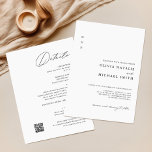 Convites Simples Elegante Moderno Tudo Em Um Casamento De C<br><div class="desc">Procurando um convite para casamento simples e moderno que chamará a atenção de todos? Não olhe mais que este elegante tudo em um convite com um código QR. Com design preto e branco minimalista e uma escrita caligráfica de tendências, esse convite apresenta a combinação perfeita de elementos clássicos e modernos....</div>