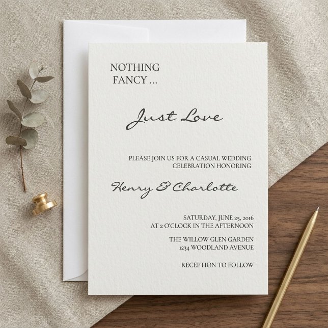 Convites Simples Elegante | Nada de Chique Só Amor Casament (Criador carregado)