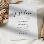 Convites Simples Elegante Nada Rico Apenas Adorando Casamen<br><div class="desc">Este simples e elegante rico que é amor é perfeito para o seu clássico casamento negro e branco, minimalista e neutro. O design apresenta a fonte básica mínima contemporânea e a delicada caligrafia formal do chic. É certo que completará sua queda de gravata negra, verão, primavera ou casamento outono. Mantenha-o...</div>