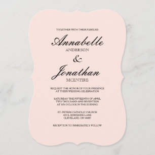 Convites Simples Elegante Tipografia Blush Invitation