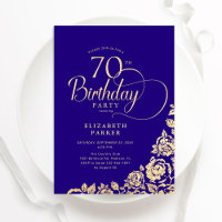 Simples Elegantes 70 Anos Rosas Roxo Dourado