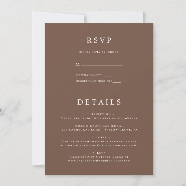 Convites Simples Elegantes detalhes e RSVP de casamento min (Frente)