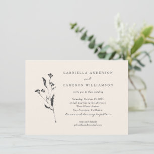Convites Simples Elegantes Flores Marfim Preto Desenho Casa
