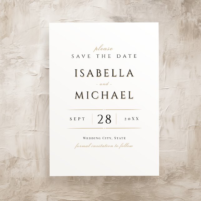 Convites Simples Elegantes Modernos Classy Luxo Salvar Data (Simple Elegant Modern Classy Luxury Save The Date Invitation)
