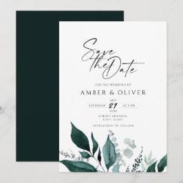 Convites Simples Emerald Greenery Salve A Data