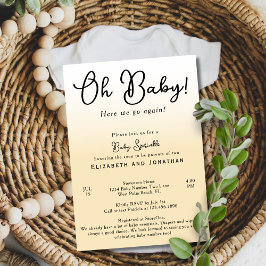 Convites Simples Engraçado Oh segundo Amarelo Bebê borrifad