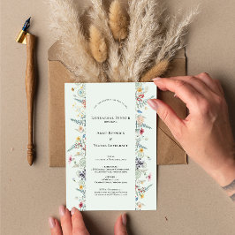 Convites Simples ensaio de Casamento Verde de Mint de Flor