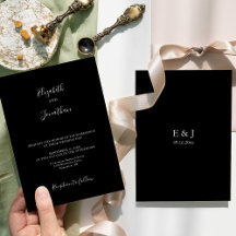 Simples Escrita Chic Moderna de Casamento Negro
