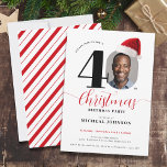 Convites Simples Festa de aniversário de 40 anos de Natal M<br><div class="desc">Simples Convite de festas de Natal Moderno. Celebre um aniversário de Natal em estilo com este design de convite festivo! Apresentando uma paleta de cores vermelha e branca clássica, uma ilustração lúdica de chapéu de Papai Noel e espaço para uma foto, este convite combina alegria de feriado com entusiasmo de...</div>
