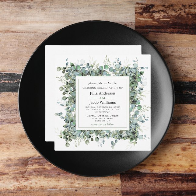 Convites Simples Festa de casamento Eucalyptus Greenery (Simple Eucalyptus Greenery Wedding Party Supplies)