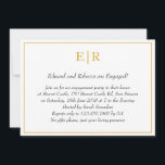 Convites Simples Festa de noivado Elegante Monograma Dourad<br><div class="desc">Convites de festa de noivado e rico com um simples design com os detalhes de seu evento dentro de uma borda falsa dourada,  sobre um fundo branco. No topo está seu monograma inicial e seus detalhes estão em itálico. Um design elegante e elegante que certamente impressiona.</div>