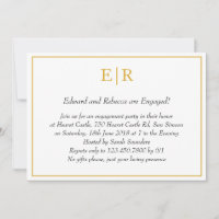 Simples Festa de noivado Elegante Monograma Dourad