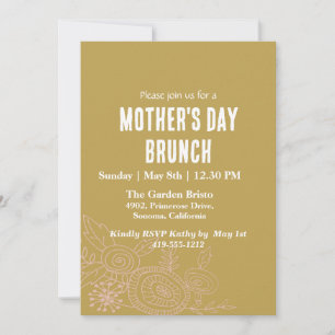 Convites Simples Floral Indigo Dia de as mães Brunch