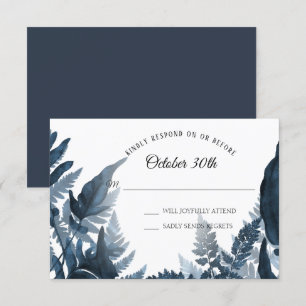 Convites Simples Floresta Moderna Samambaia Azul e Branco R