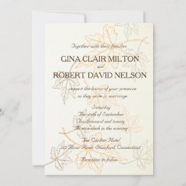 Convites Simples Folhas de Outono Elegante delineia Casamen