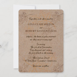 Convites Simples Folhas de Outono Elegante delineia Casamen