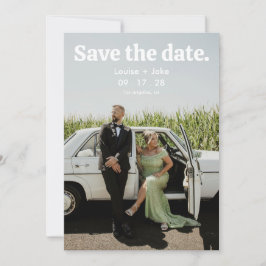 Convites Simples Foto de Casamento RetroMinimalista Save th