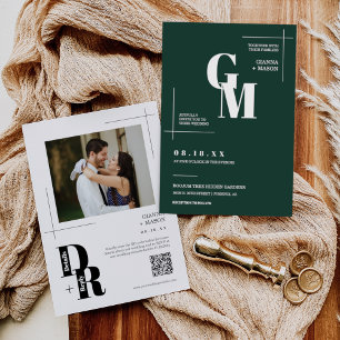 Convites Simples Foto do Código QR Verde Emerald Verde Míni