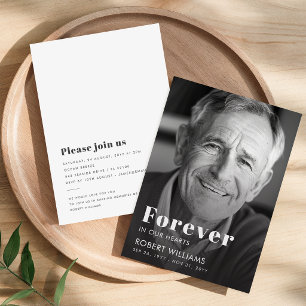 Convites Simples Foto Funeral Para Sempre Em Nossos Coraçõe