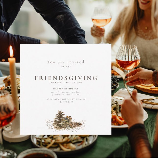 Convites Simples Friendsgiving de Pinha  (Criador carregado)