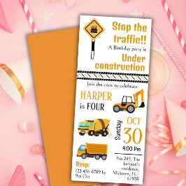 Convites Simples garotos de caminhão de construção 4 anos