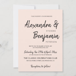 Convites Simples guião moderno e simples casamento rosa