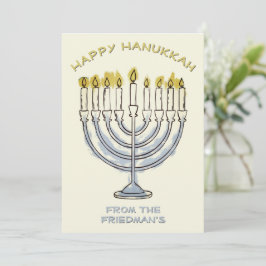 Convites Simples Hanukka Watercolor Menorah