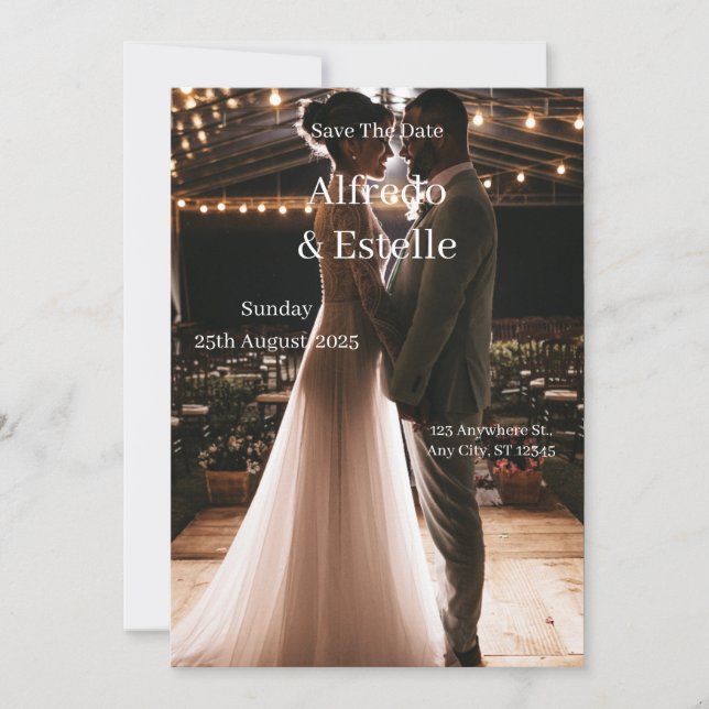 Convites Simples história de casamento branco (Frente)