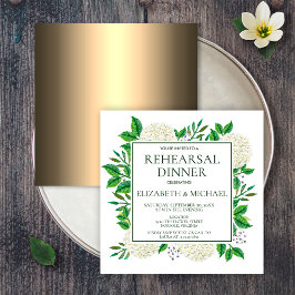 Convites Simples Hydrangeas Brancas Teste de Aquarela