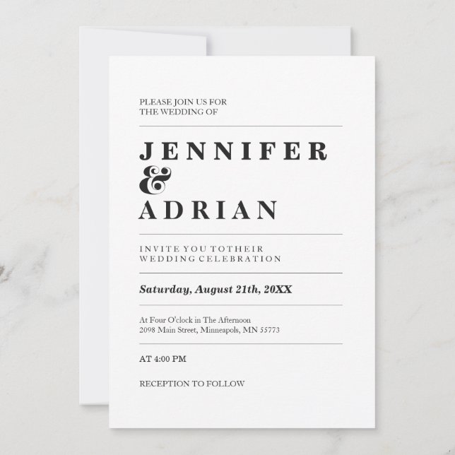 Convites Simples Invita Simples Mínima Branca do Pastel Ele (Verso)