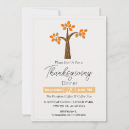 Convites Simples Janta de Ação de Graças Elegante Queda Flo