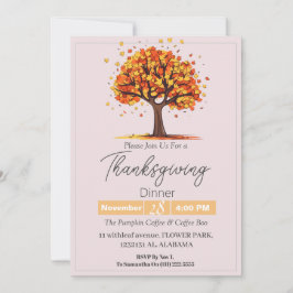 Convites Simples Janta de Ação de Graças Elegante Queda Flo