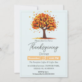 Convites Simples Janta de Ação de Graças Elegante Queda Flo