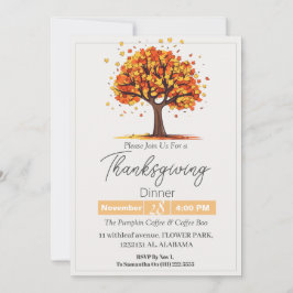 Convites Simples Janta de Ação de Graças Elegante Queda Flo