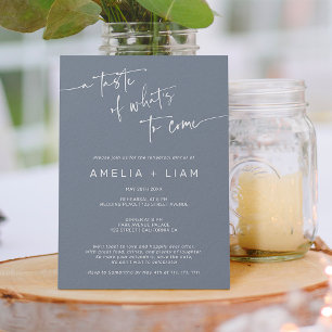 Convites Simples janto de ensaio de casamento azul empoeira