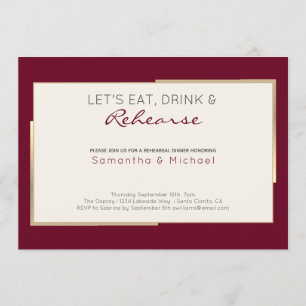 Convites Simples Janto de Ensaio de Casamento Burgundy