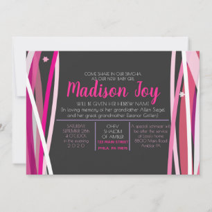 Convites SIMPLES LINHAS Jewish Baby Naming Invitation