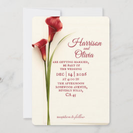 Convites Simples Lírio-de-callas Vermelho Floral Casamento