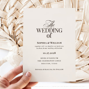 Convites Simples Luxo Marfim e Marrom   Casamento Neutro